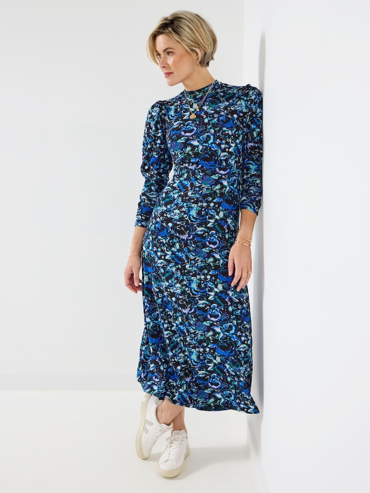 Joe Browns Blue High-Neck Frill Jersey Midi Dress - Image 1 of 5 Joe Browns Blue High-Neck Frill Jersey Midi Dress - Image 1 of 5
