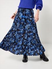 Joe Browns Blue Button-Front Tiered Floral Skirt - Image 1 of 5