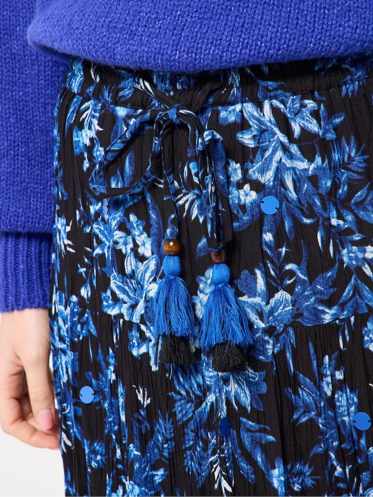 Joe Browns Blue Button-Front Tiered Floral Skirt - Image 2 of 5