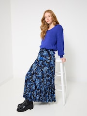 Joe Browns Blue Button-Front Tiered Floral Skirt - Image 3 of 5