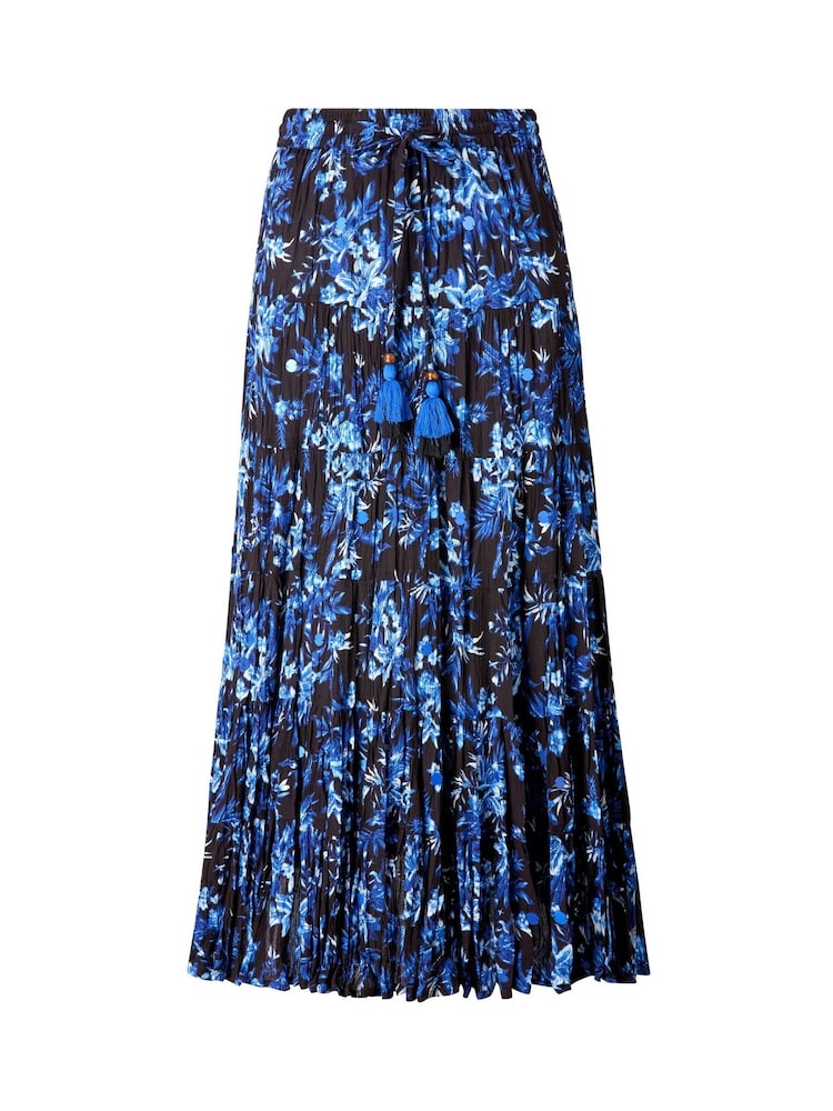 Joe Browns Blue Button-Front Tiered Floral Skirt - Image 5 of 5
