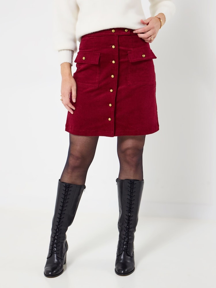 Joe Browns Red Button Front A-Line Skirt - Image 1 of 6 Joe Browns Red Button Front A-Line Skirt - Image 1 of 6