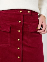Joe Browns Red Button Front A-Line Skirt - Image 2 of 6