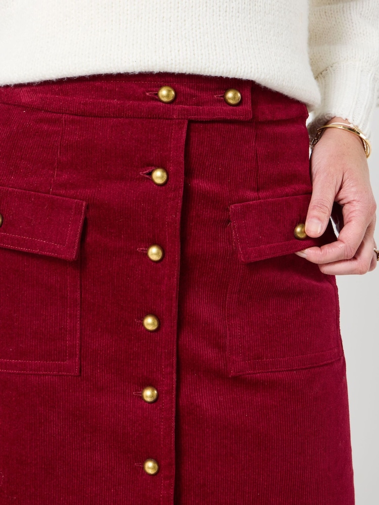Joe Browns Red Button Front A-Line Skirt - Image 2 of 6 Joe Browns Red Button Front A-Line Skirt - Image 2 of 6