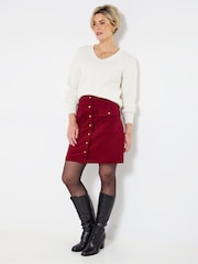 Joe Browns Red Button Front A-Line Skirt - Image 3 of 6