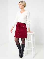 Joe Browns Red Button Front A-Line Skirt - Image 5 of 6