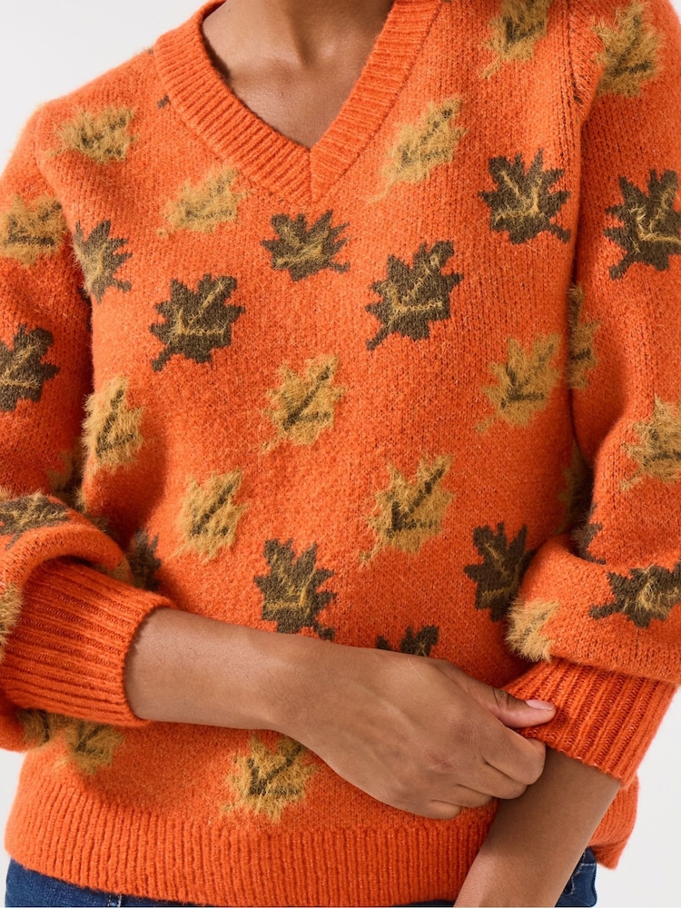 Joe Browns Orange Autumnal Leaf Jumper - Image 2 of 5 Joe Browns Orange Autumnal Leaf Jumper - Image 2 of 5