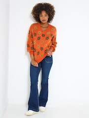 Joe Browns Orange Autumnal Leaf Jumper - Image 3 of 5