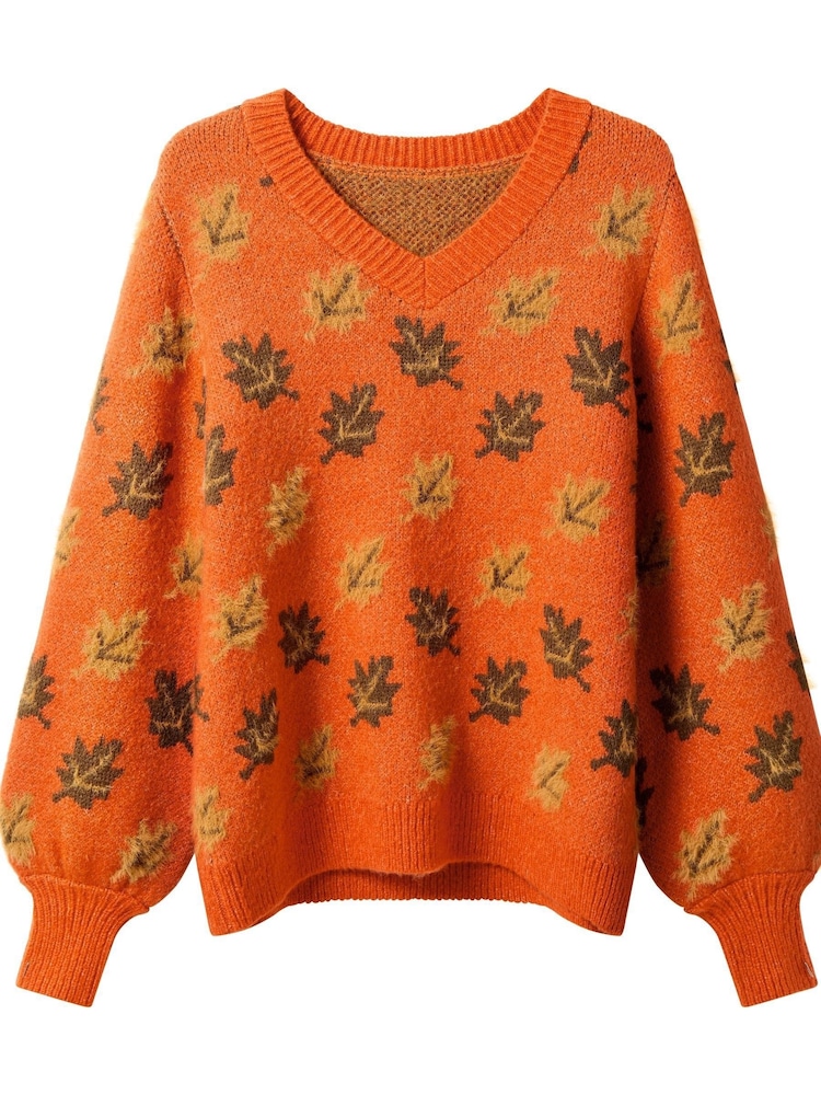 Joe Browns Orange Autumnal Leaf Jumper - Image 5 of 5 Joe Browns Orange Autumnal Leaf Jumper - Image 5 of 5