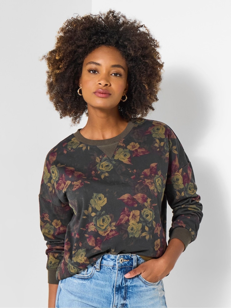 Joe Browns Pink Floral Crewneck Sweatshirt - Image 1 of 5 Joe Browns Pink Floral Crewneck Sweatshirt - Image 1 of 5