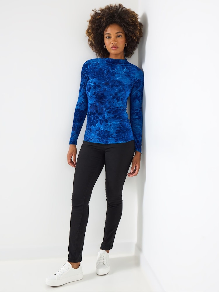 Joe Browns Blue Flocked Floral Slim Fit Top - Image 2 of 5