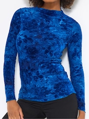 Joe Browns Blue Flocked Floral Slim Fit Top - Image 4 of 5