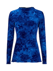 Joe Browns Blue Flocked Floral Slim Fit Top - Image 5 of 5
