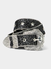 Joe Browns Black Belt With Ornate Silver Buckle And Glitter Detail - Image 1 of 2