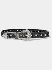 Joe Browns Black Belt With Ornate Silver Buckle And Glitter Detail - Image 2 of 2