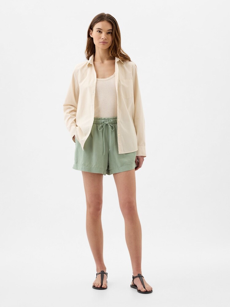 Gap Green Linen Blend Pull On Shorts - Image 1 of 2