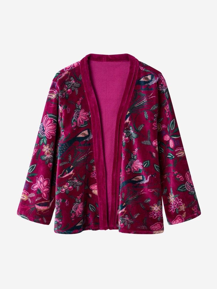 Joe Browns Purple Autumnal Print Velvet Kimono - Image 1 of 2