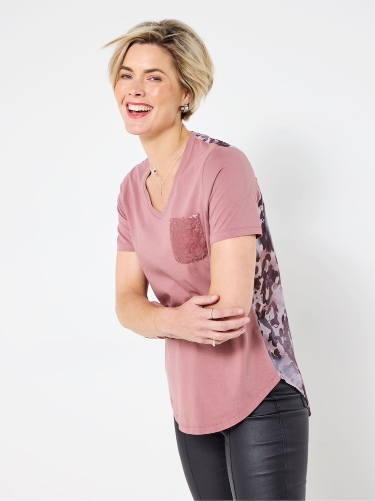 Joe Browns Pink Blush Woven-Back T-Shirt - Image 1 of 6 Joe Browns Pink Blush Woven-Back T-Shirt - Image 1 of 6
