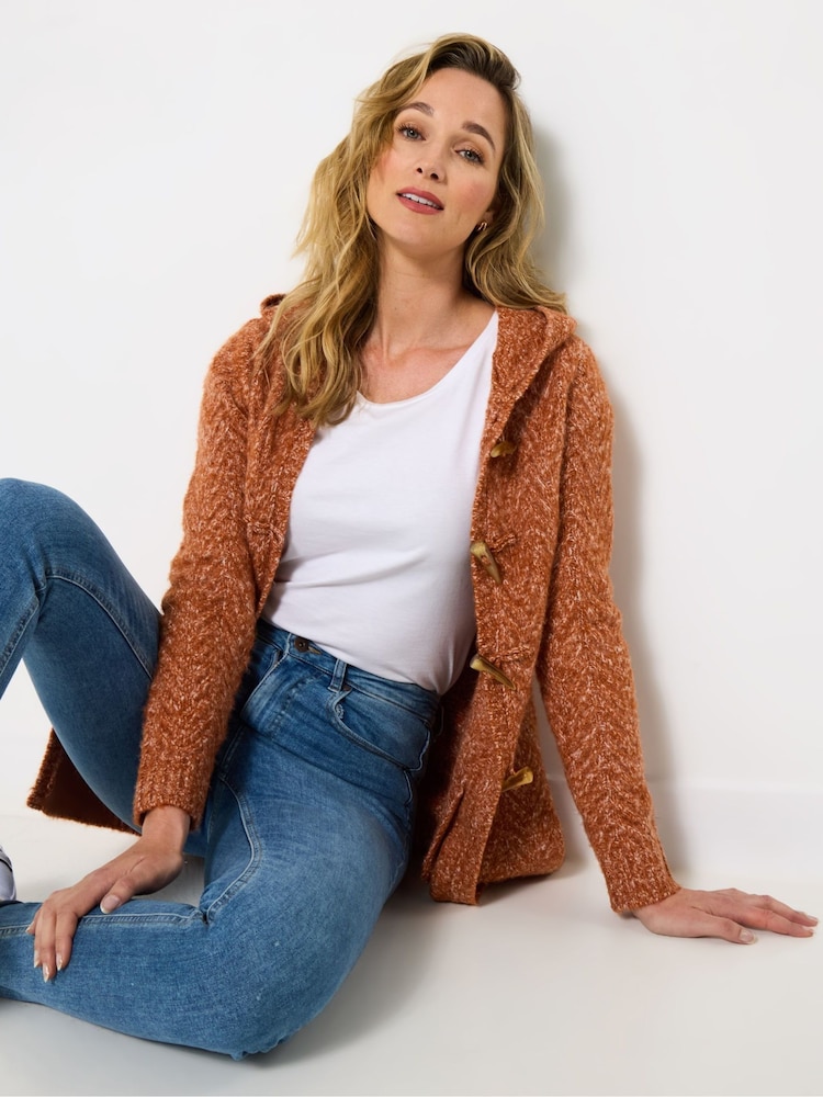Joe Browns Orange Hooded Toggle Cardigan - Image 1 of 5 Joe Browns Orange Hooded Toggle Cardigan - Image 1 of 5