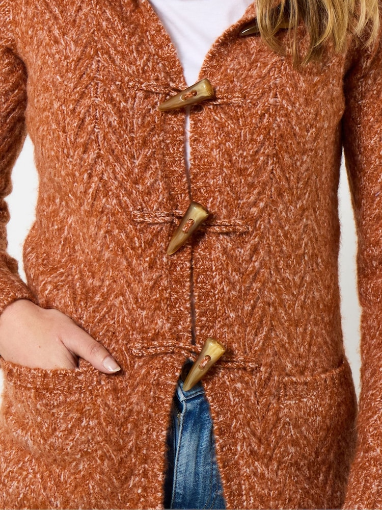 Joe Browns Orange Hooded Toggle Cardigan - Image 2 of 5 Joe Browns Orange Hooded Toggle Cardigan - Image 2 of 5