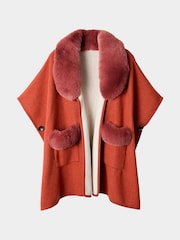 Joe Browns Orange Chic Boho Fur-Collar Wrap Cover-Up - Image 4 of 7