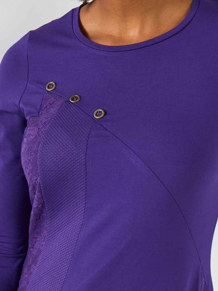 Joe Browns Purple Long Sleeve Textured Tunic - Image 2 of 5 Joe Browns Purple Long Sleeve Textured Tunic - Image 2 of 5