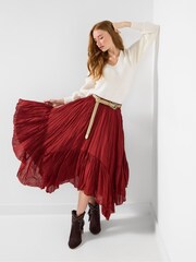 Joe Browns Red Layered Handkerchief Hem Skirt - Image 1 of 6