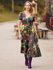 Joe Browns Green Floral V-Neck Midi Dress - Image 1 of 7