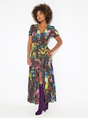 Joe Browns Green Floral V-Neck Midi Dress - Image 3 of 7
