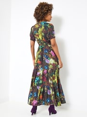 Joe Browns Green Floral V-Neck Midi Dress - Image 4 of 7