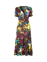 Joe Browns Green Floral V-Neck Midi Dress - Image 7 of 7