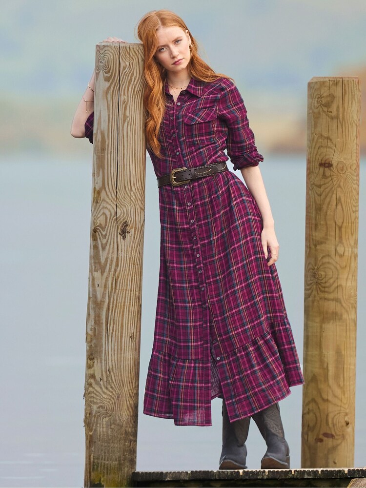 Chemise/Robe Western Rose à Carreaux Next Petite - Taille 6 - Occasion Très Bon État