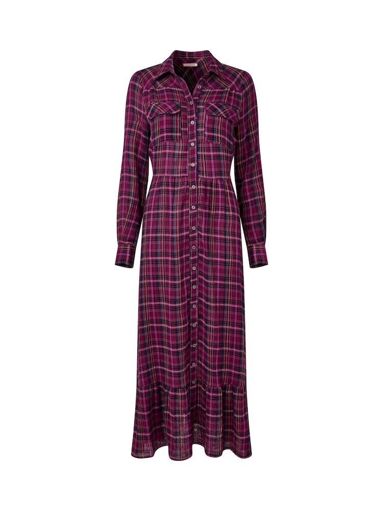 Joe Browns Purple Check Midi Shirt Dress - Image 7 of 7 Joe Browns Purple Check Midi Shirt Dress - Image 7 of 7