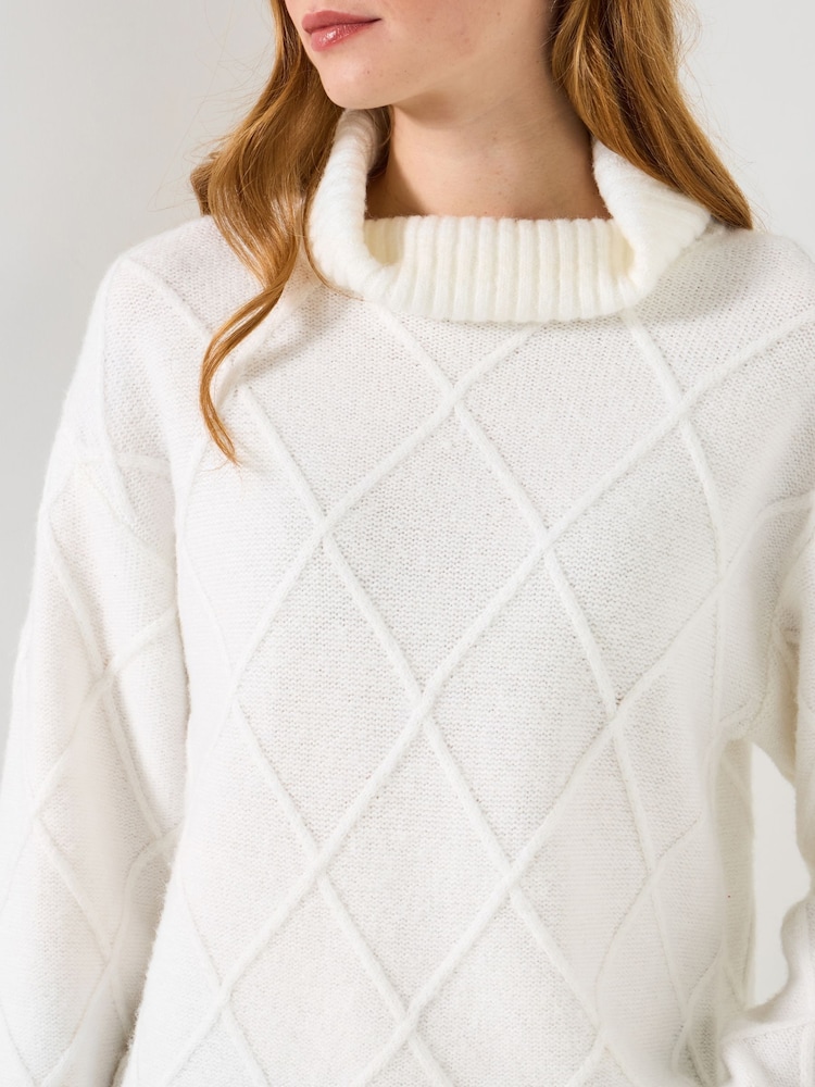Joe Browns Cream Green Roll Neck Knit Jumper - Image 2 of 5 Joe Browns Cream Green Roll Neck Knit Jumper - Image 2 of 5