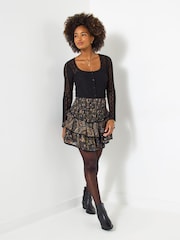 Joe Browns Black Floral Ruffle Mini Skirt - Image 2 of 5