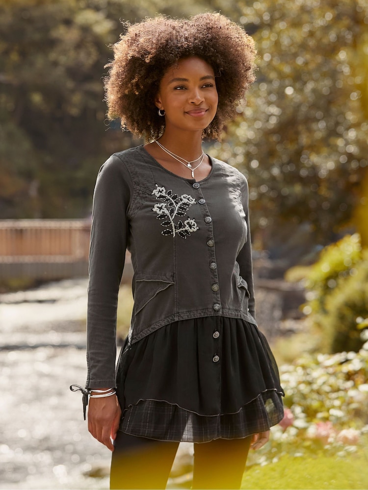 Joe Browns Black Floral Hem Tunic - Image 2 of 7