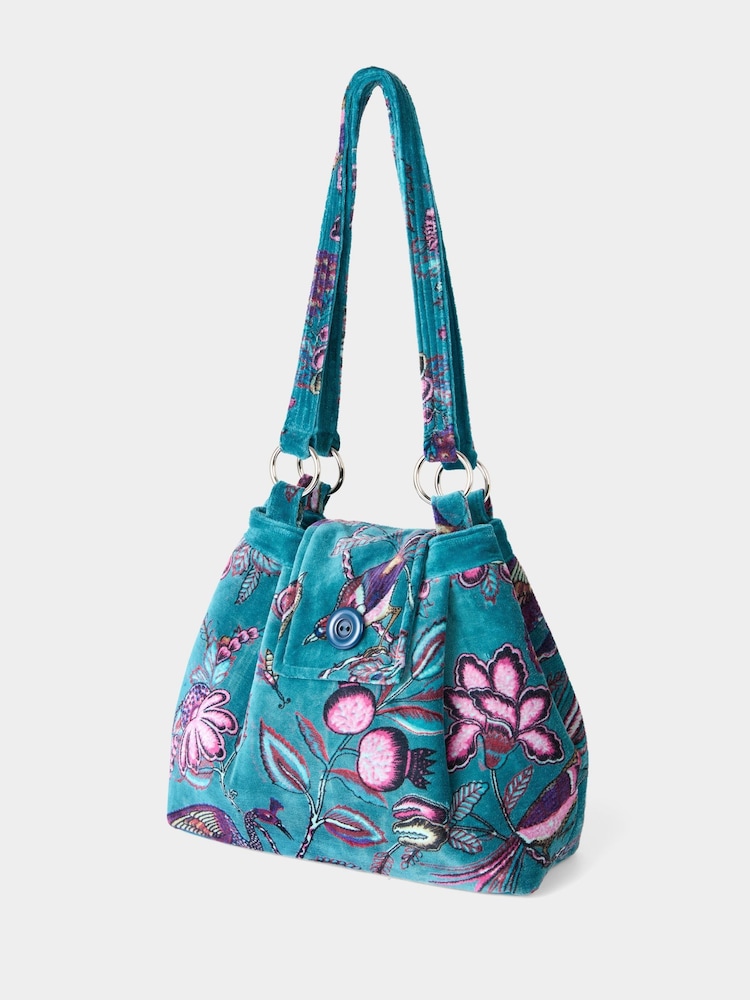 Joe Browns Green Button Clasp Velvet Bag - Image 2 of 4 Joe Browns Green Button Clasp Velvet Bag - Image 2 of 4