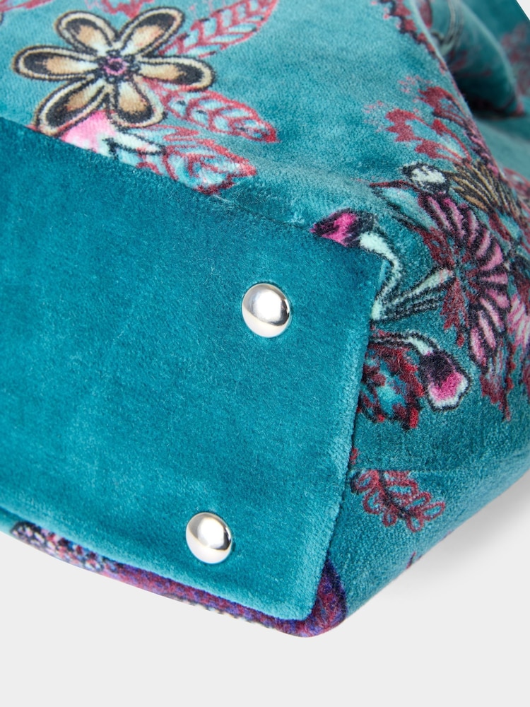 Joe Browns Green Button Clasp Velvet Bag - Image 4 of 4