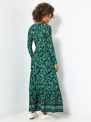 Joe Browns Green Floral Border Print Jersey Dress - Image 4 of 7