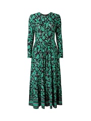 Joe Browns Green Floral Border Print Jersey Dress - Image 7 of 7
