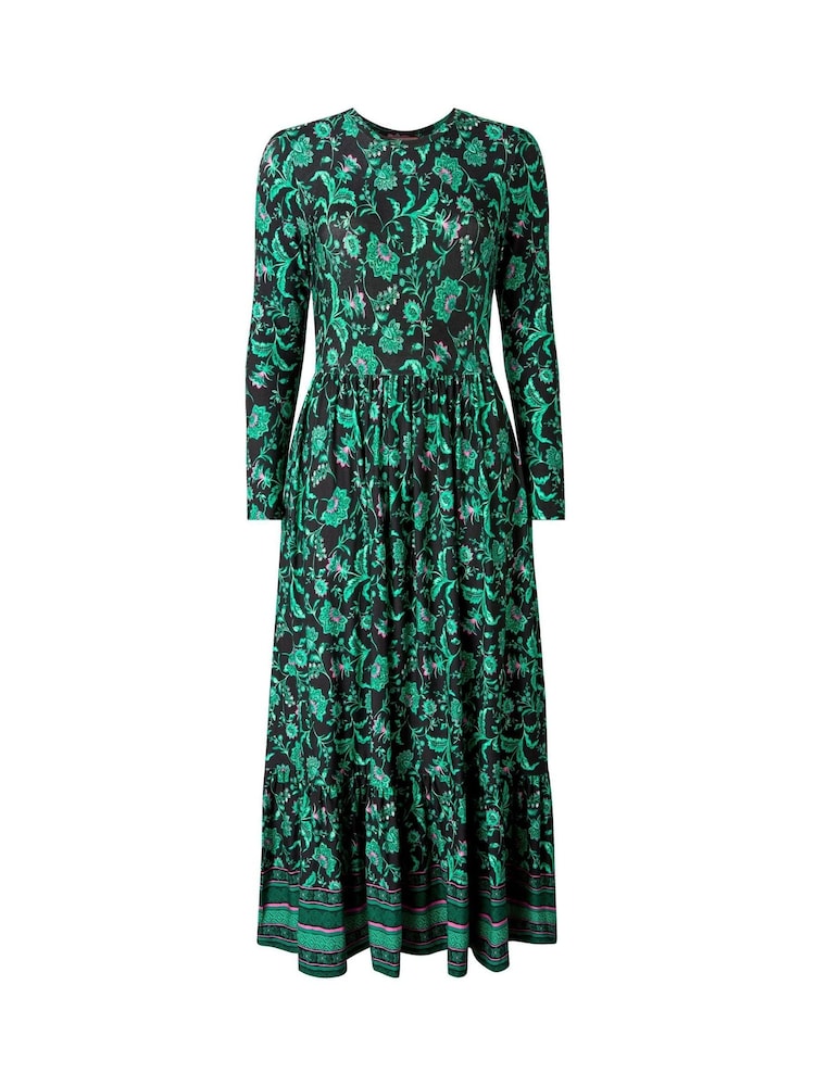Joe Browns Green Floral Border Print Jersey Dress - Image 7 of 7
