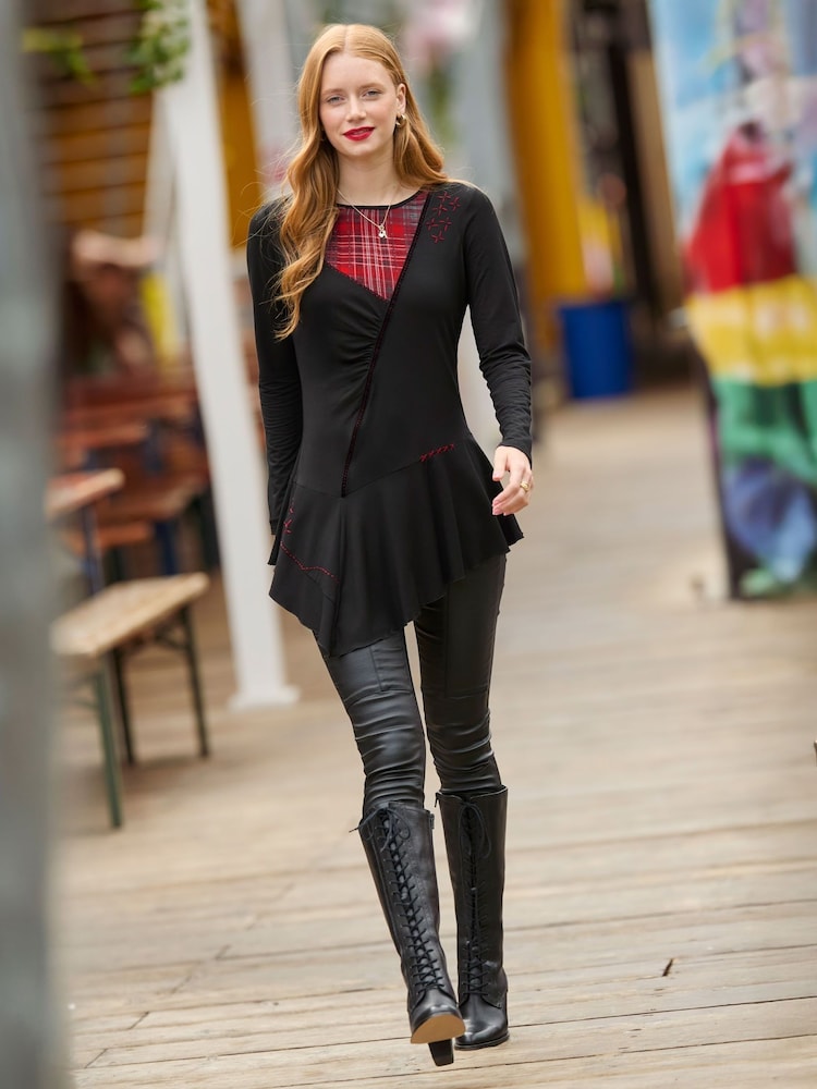 Joe Browns Black Check Tunic - Image 2 of 8 Joe Browns Black Check Tunic - Image 2 of 8