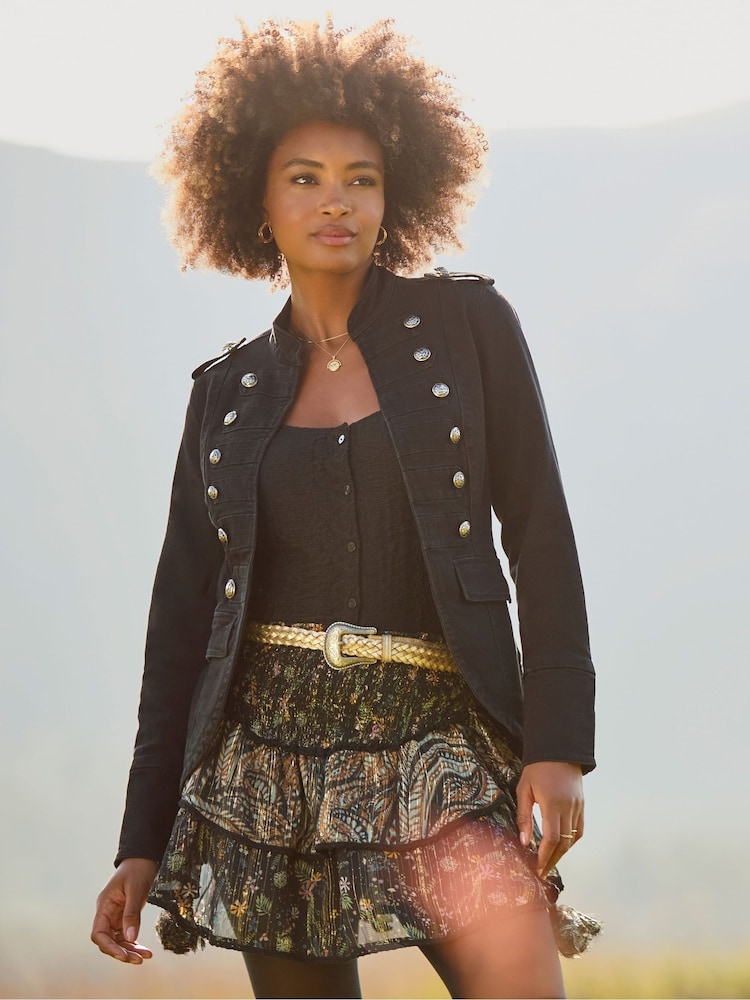 Joe Browns Black Denim Military Jacket - Image 1 of 7 Joe Browns Black Denim Military Jacket - Image 1 of 7