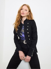 Joe Browns Black Denim Military Jacket - Image 4 of 7