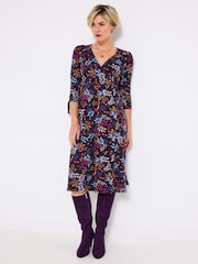 Joe Browns Blue Floral Wrap Dress - Image 4 of 5