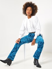 Joe Browns Blue Moleskin Flared Trousers - Image 2 of 6