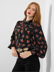 Joe Browns Black Georgette Heart Blouse - Image 2 of 7