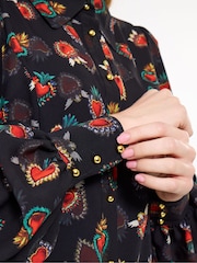 Joe Browns Black Georgette Heart Blouse - Image 3 of 7