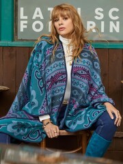 Joe Browns Blue Aztec Print Open Front Wrap Coverup - Image 1 of 6
