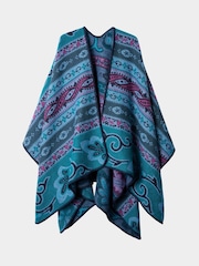 Joe Browns Blue Aztec Print Open Front Wrap Coverup - Image 3 of 6
